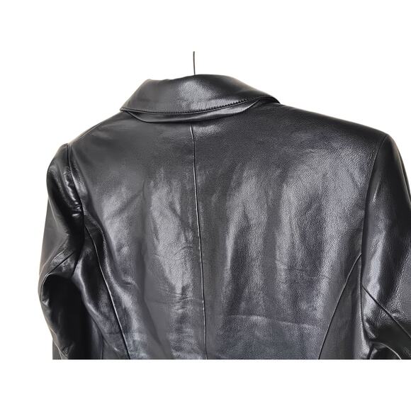 Chico’s Faux Leather Topper Coat Black Longline Blazer Jacket Size 0 (S) NWT - Picture 11 of 16